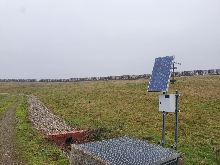 Landfill site with small solar panel