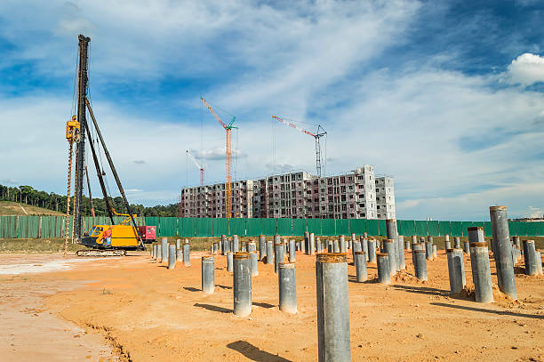 Piling and construction site. Stock image purchased via IStock